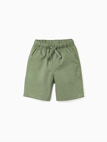 Short midi en lin et coton avec cordon de serrage