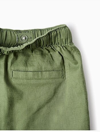 Short midi en lin et coton avec cordon de serrage