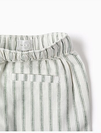 Short midi en lin rayé avec cordon de serrage