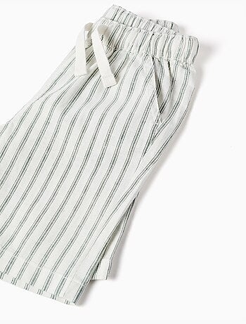 Short midi en lin rayé avec cordon de serrage