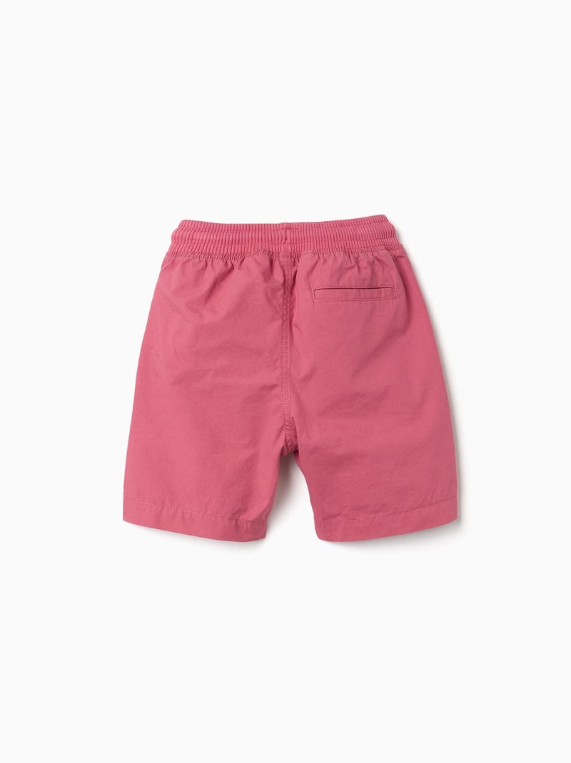 Short midi en popeline avec cordon de serrage et poches Rose foncé - Kiabi