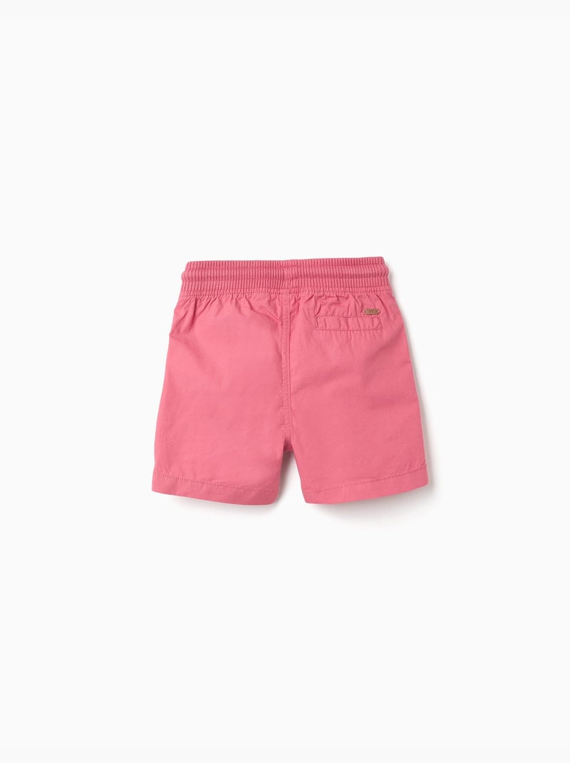 Short midi en popeline avec cordon de serrage et poches Rose foncé - Kiabi