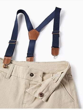 Short midi en sergé avec bretelles amovibles