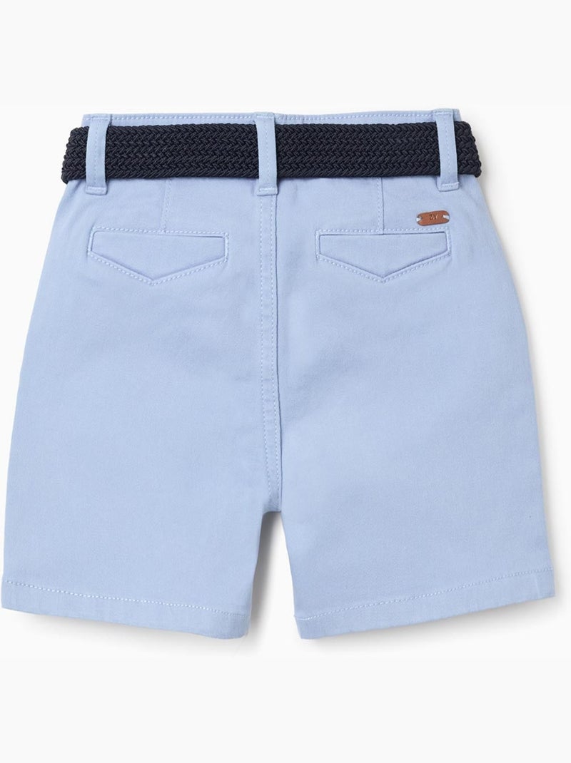 Short midi en sergé avec ceinture Bleu clair - Kiabi