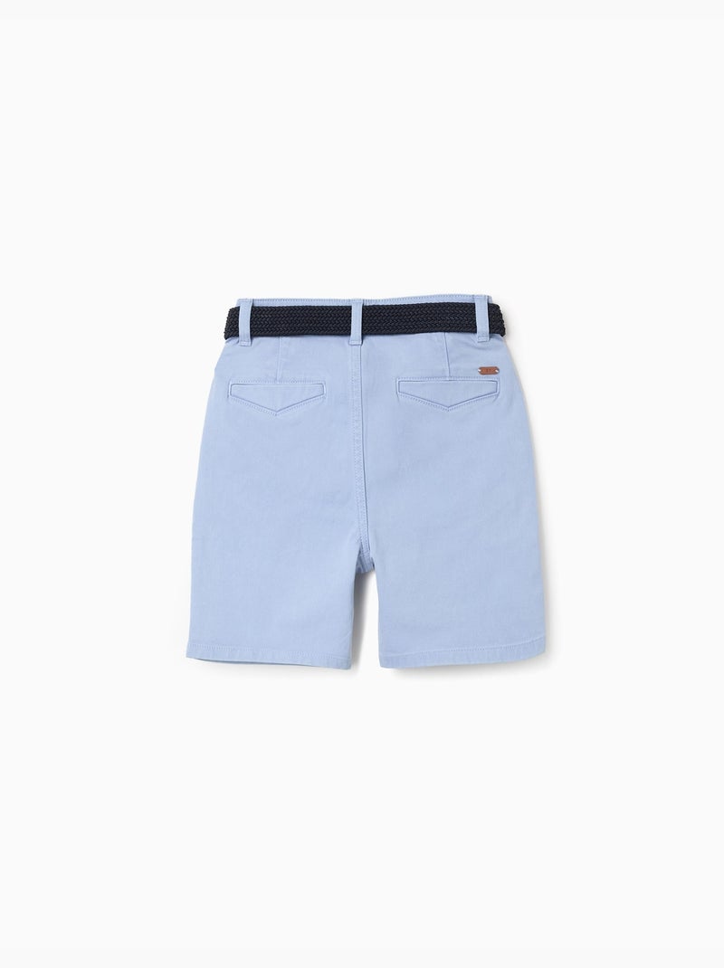 Short midi en sergé avec ceinture Bleu clair - Kiabi