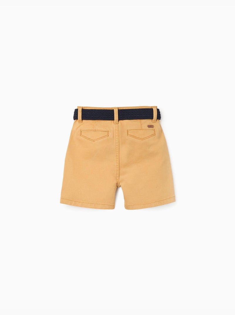 Short midi en sergé avec ceinture Jaune - Kiabi