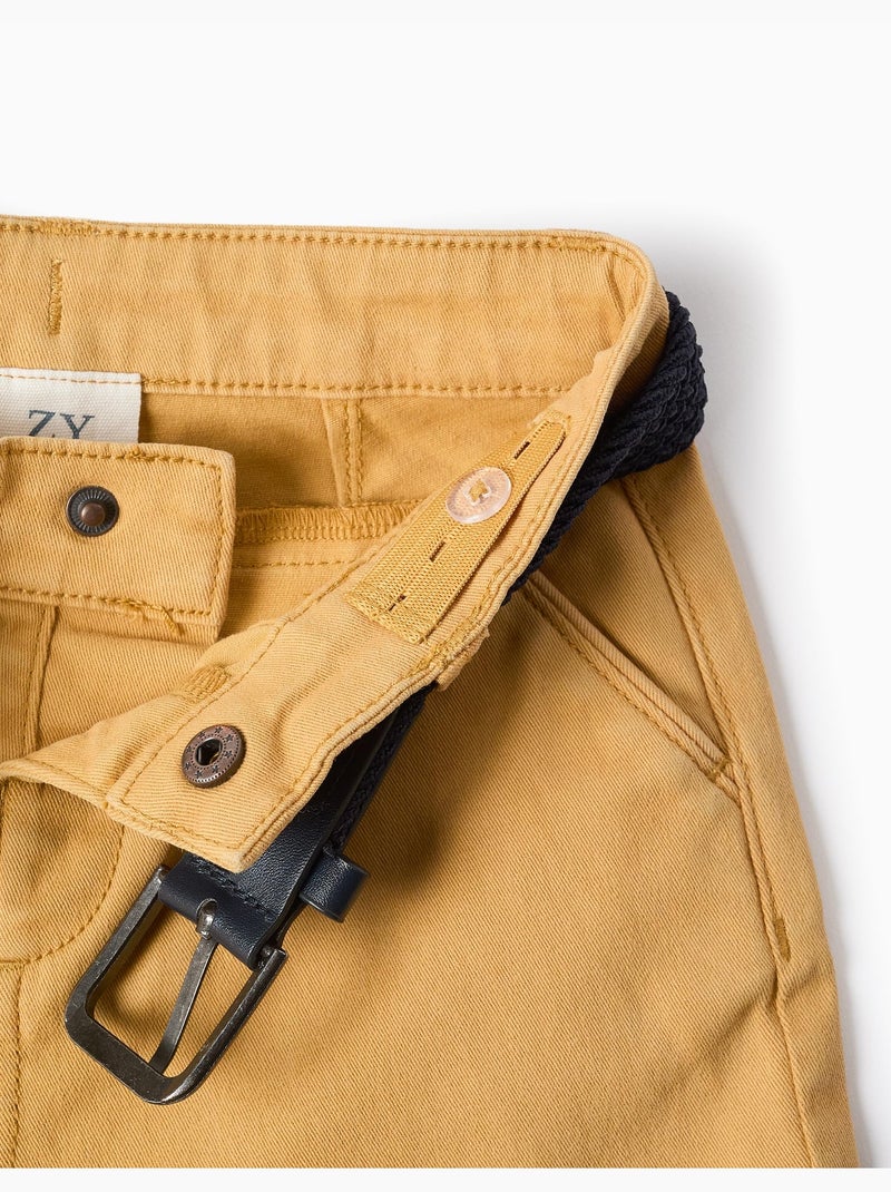 Short midi en sergé avec ceinture Jaune - Kiabi