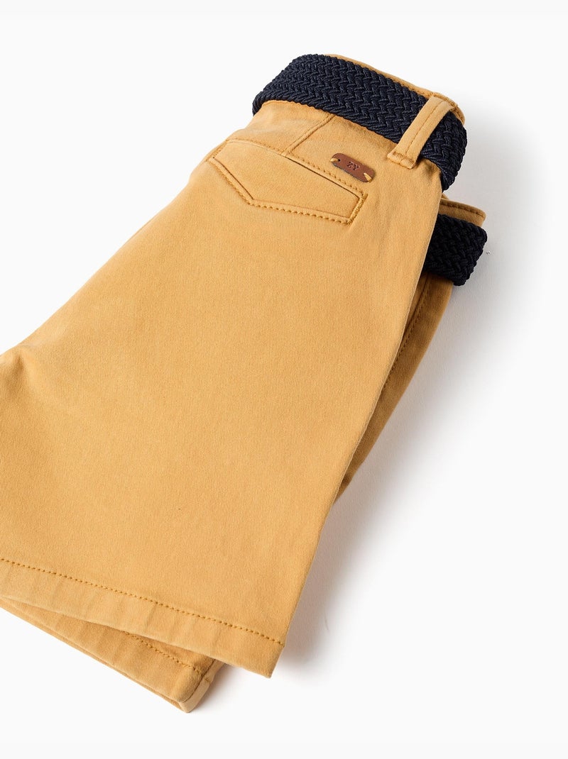 Short midi en sergé avec ceinture Jaune - Kiabi