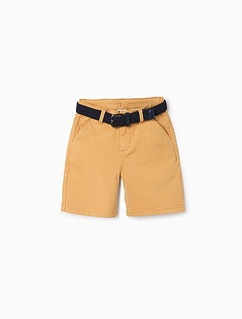 Short midi en sergé avec ceinture