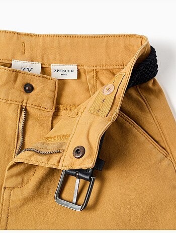 Short midi en sergé avec ceinture