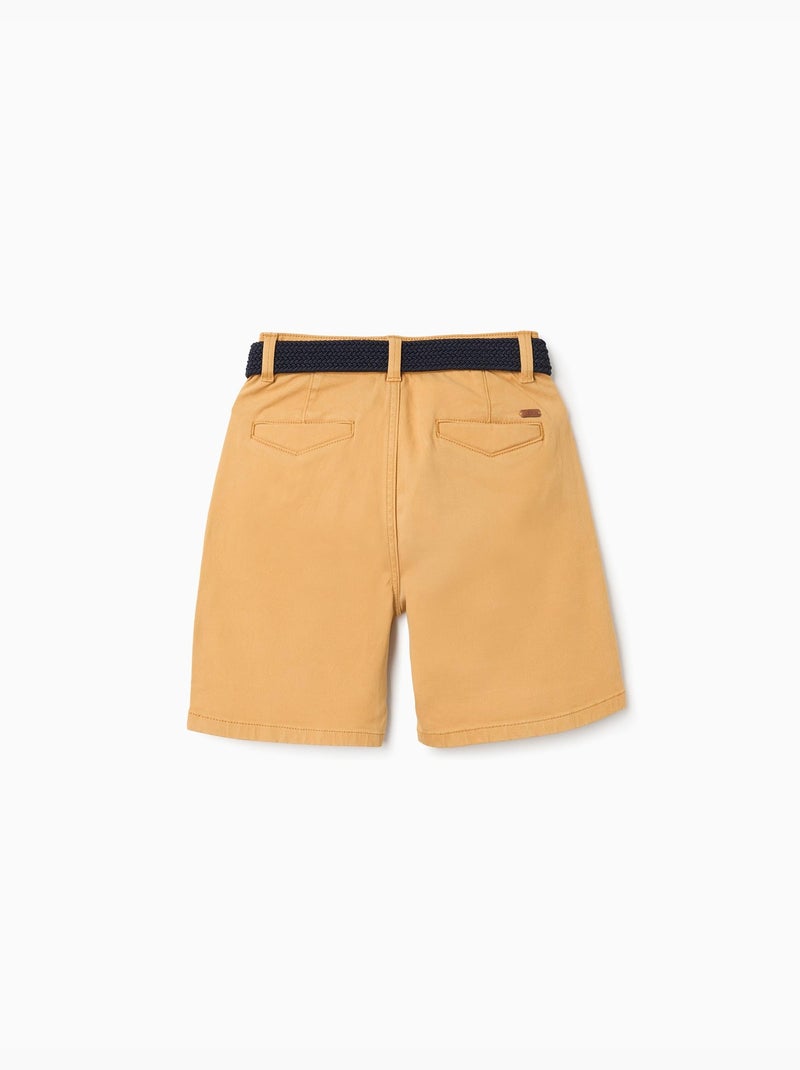 Short midi en sergé avec ceinture Jaune - Kiabi