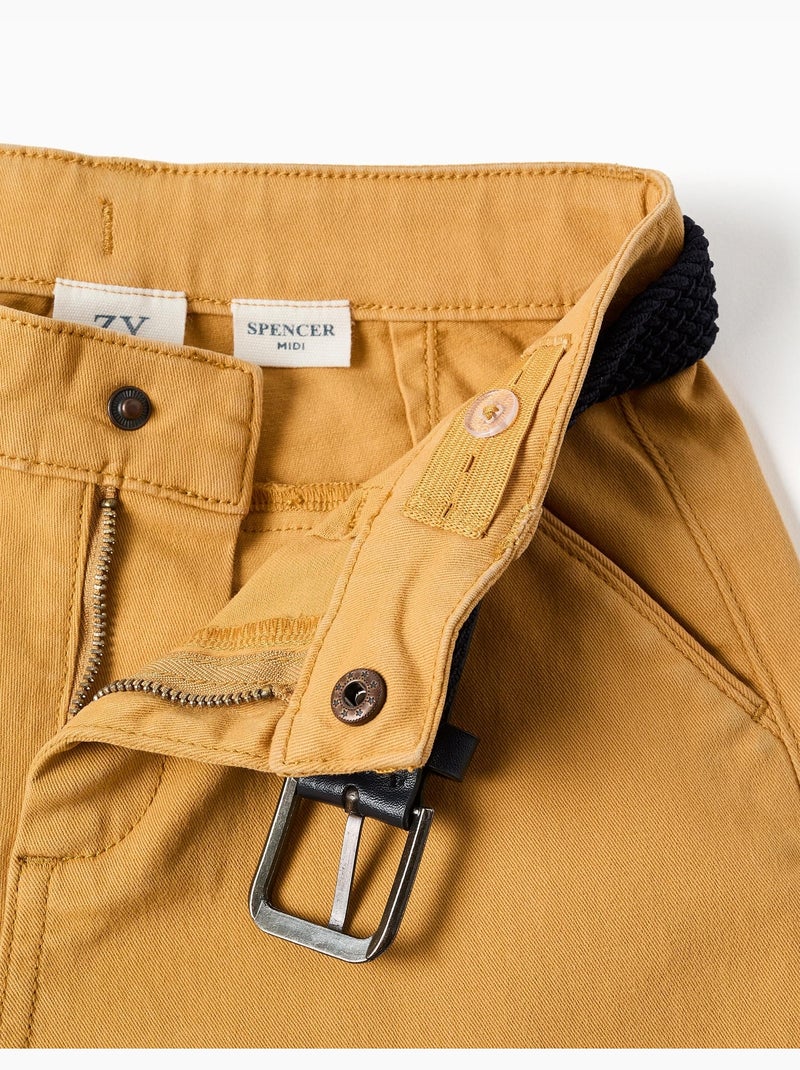Short midi en sergé avec ceinture Jaune - Kiabi