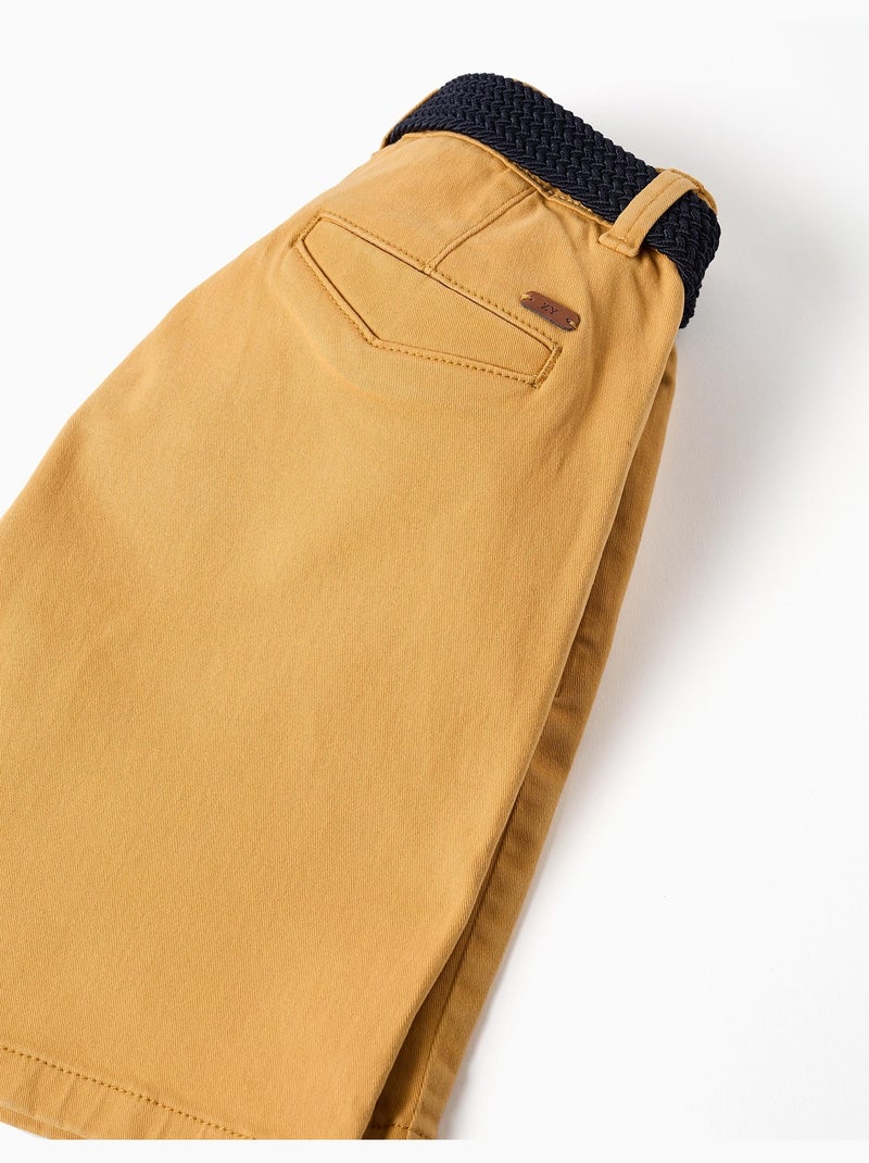 Short midi en sergé avec ceinture Jaune - Kiabi