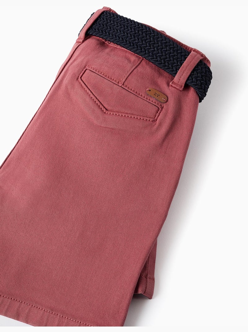 Short midi en sergé avec ceinture Marron - Kiabi