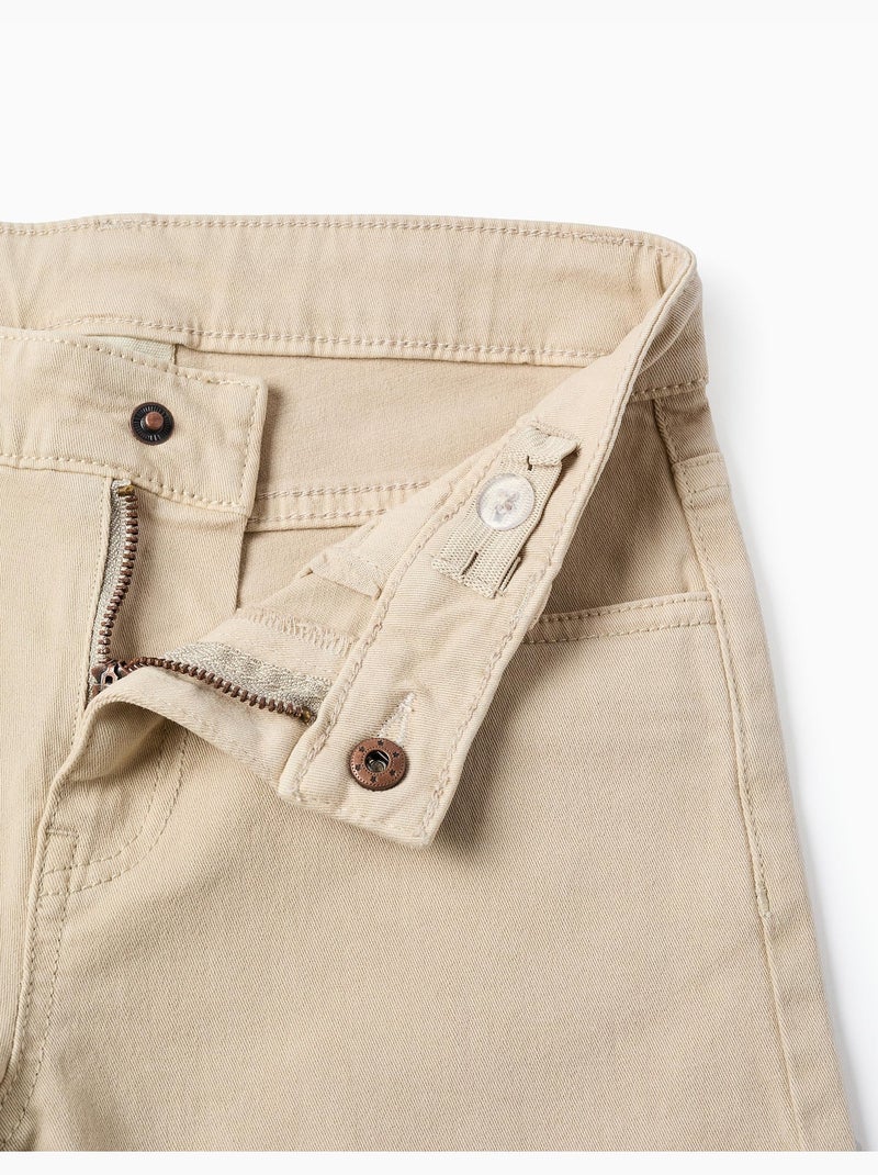 Short midi en sergé avec cinq poches Beige clair - Kiabi