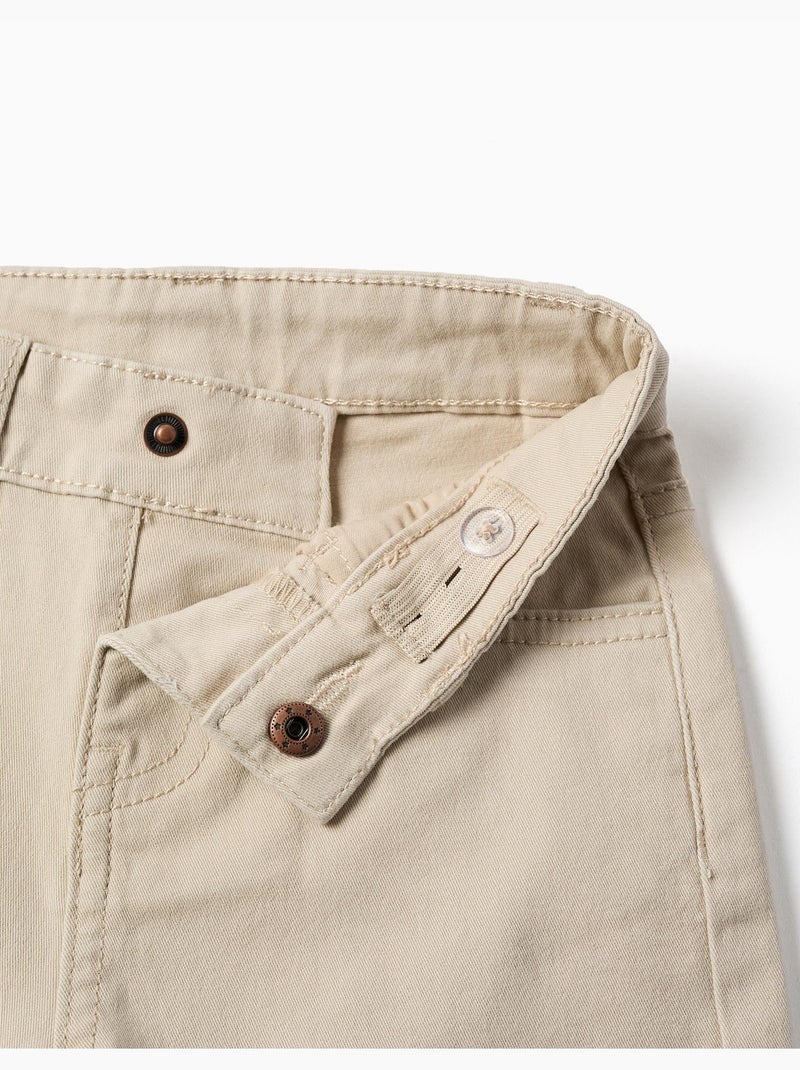 Short midi en sergé avec cinq poches Beige clair - Kiabi