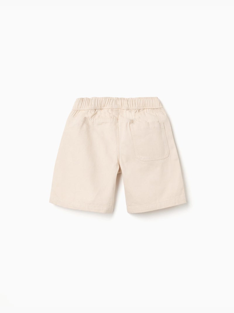 Short midi en sergé avec cordon de serrage Beige - Kiabi