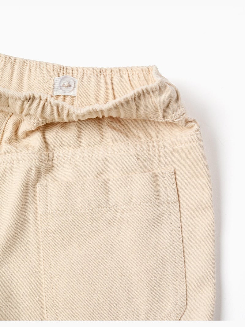 Short midi en sergé avec cordon de serrage Beige - Kiabi