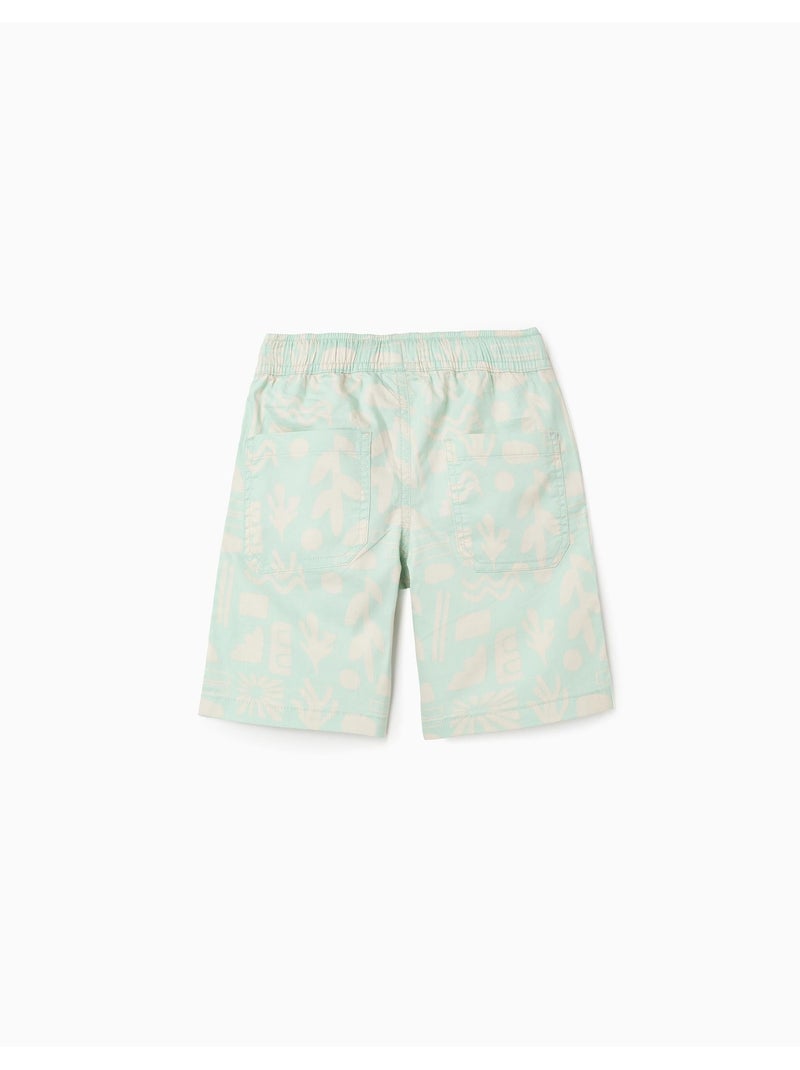 Short midi en sergé avec motif plage Vert clair - Kiabi