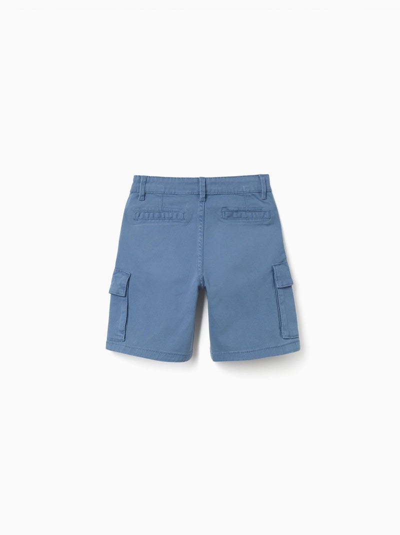 Short midi en sergé avec poches cargo Bleu Bleu - Kiabi