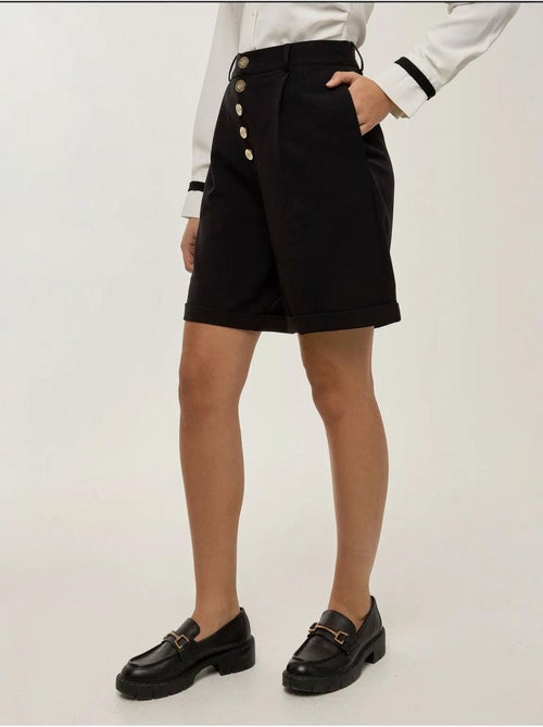 Short midi plissé taille haute avec détails boutonnés - Kiabi Short midi plissé taille haute avec détails boutonnés - Kiabi
