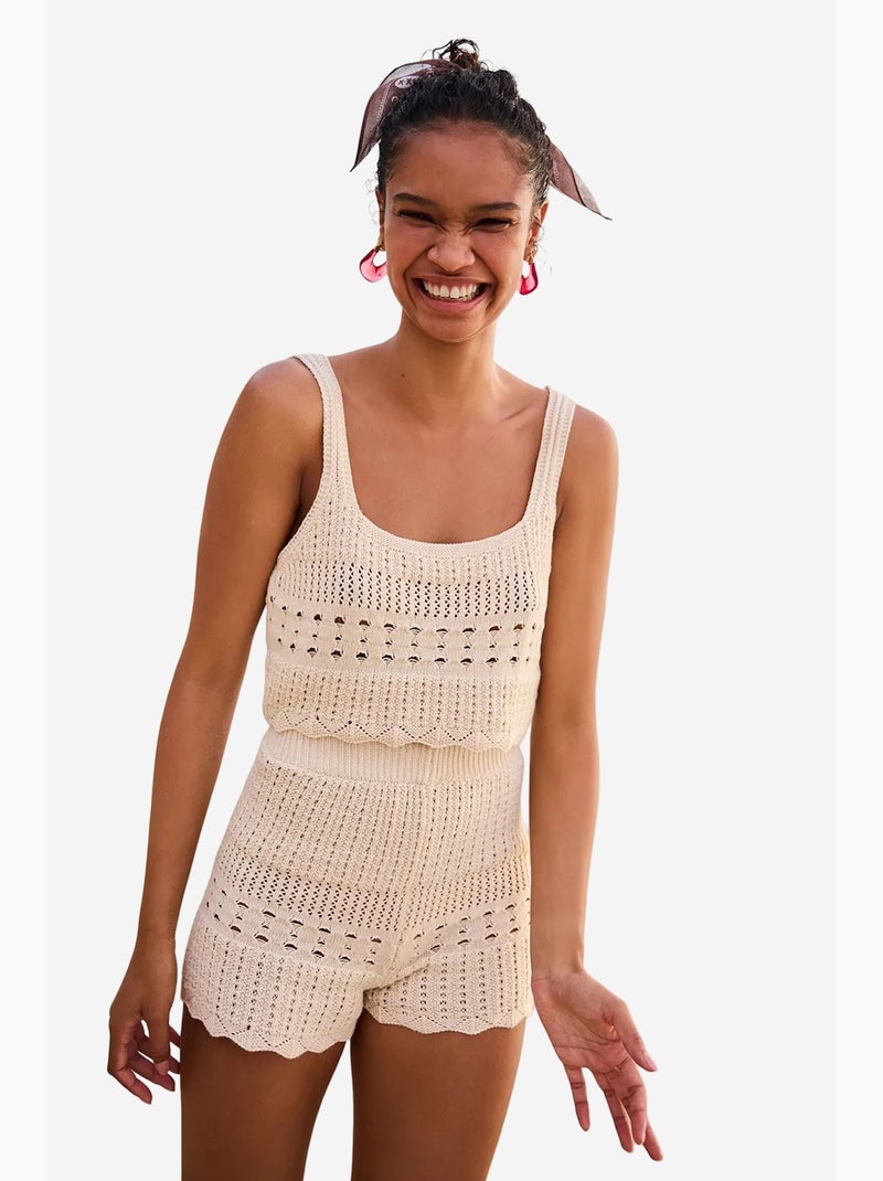 Short mini colette à détail brodé penti Sable - Kiabi