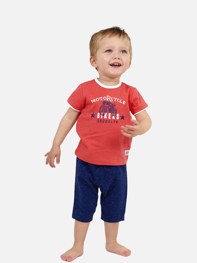 SHORT MOLLETON ET T SHIRT SERIGRAPHIÉ Bleu - Kiabi