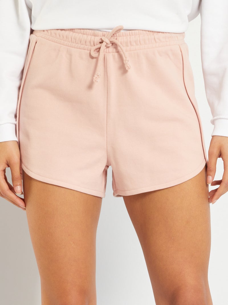 Short molletonné taille élastiquée rose - Kiabi