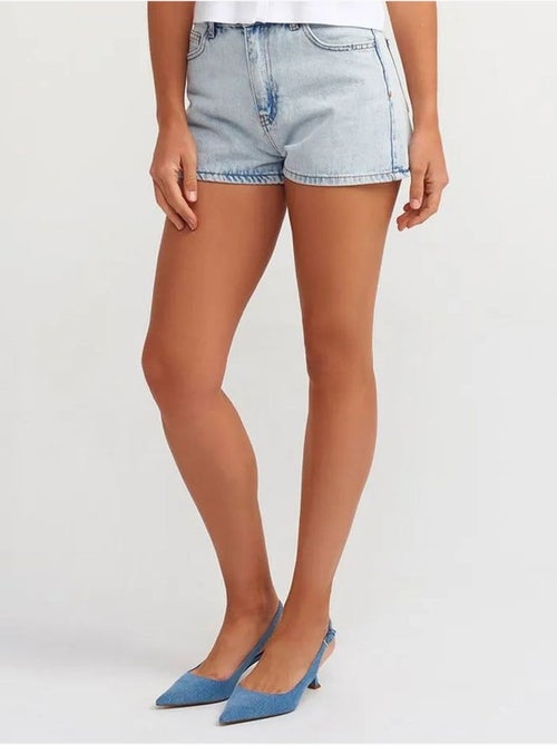 Short Mom En Denim De Coton Taille Haute - Kiabi