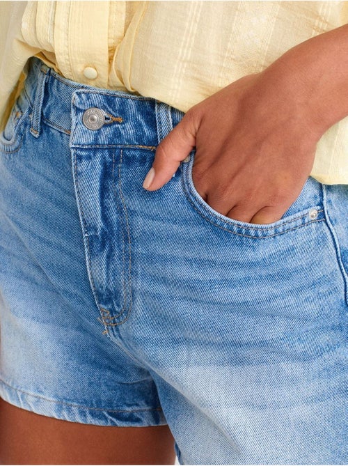 Short Mom En Denim De Coton, Taille Haute - Kiabi