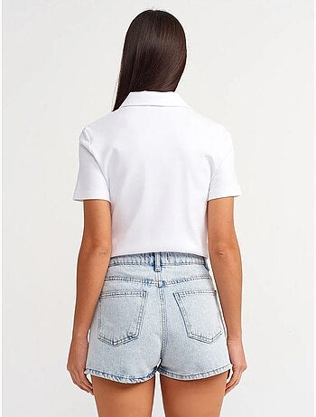 Short mom en denim de coton taille haute dilvin