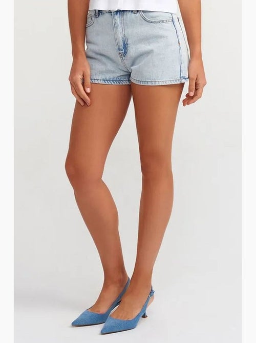 Short mom en denim de coton taille haute dilvin - Kiabi Short mom en denim de coton taille haute dilvin - Kiabi