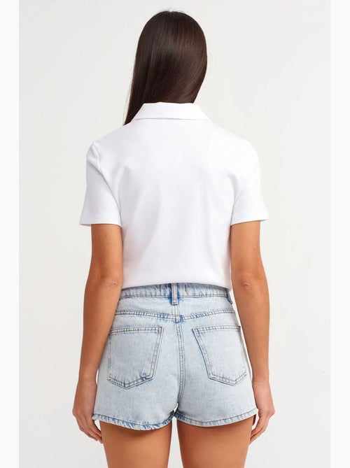 Short mom en denim de coton taille haute dilvin - Kiabi Short mom en denim de coton taille haute dilvin - Kiabi