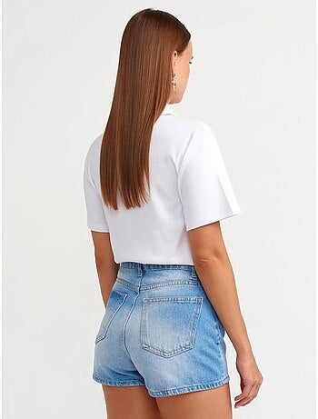 Short mom en denim de coton taille haute dilvin