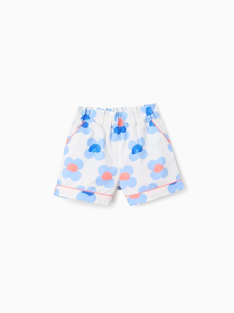 Short Motif Floral Bleu - Kiabi