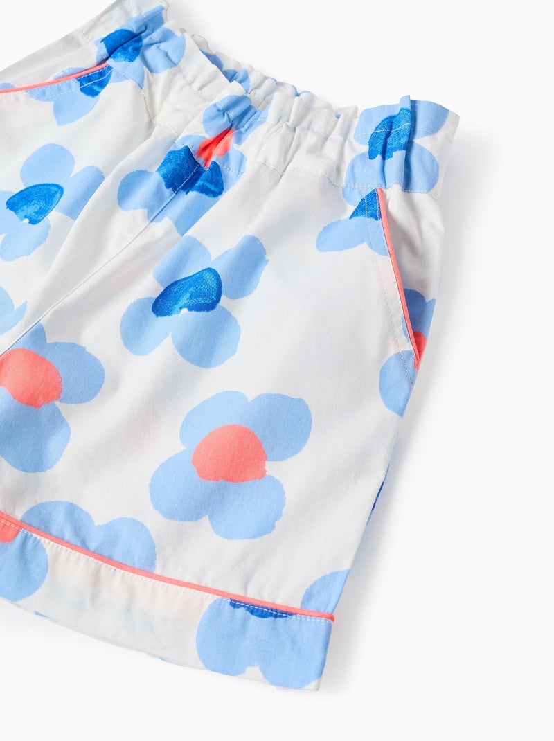 Short Motif Floral Bleu - Kiabi