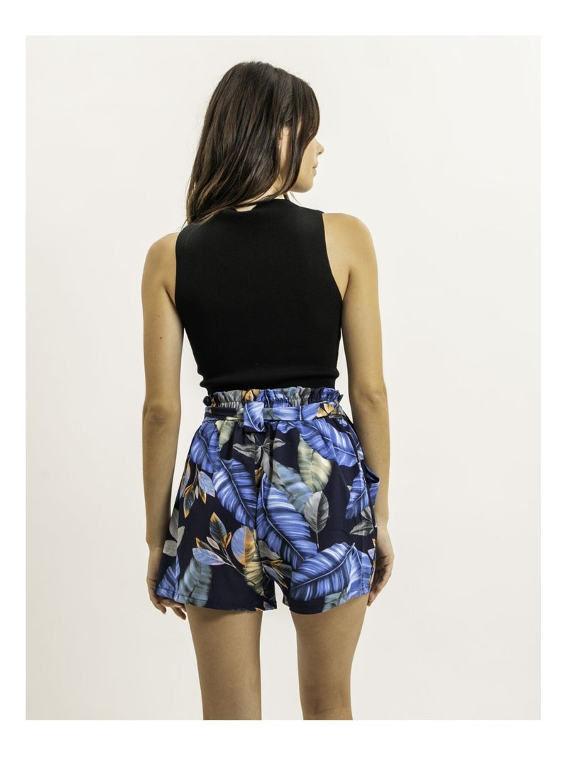 Short motifs avec ceinture nouée XULLIA Bleu marine - Kiabi