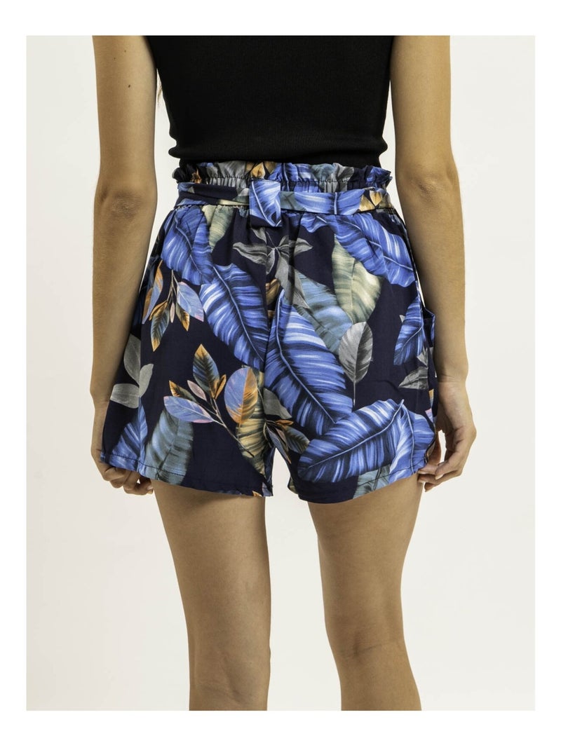 Short motifs avec ceinture nouée XULLIA Bleu marine - Kiabi