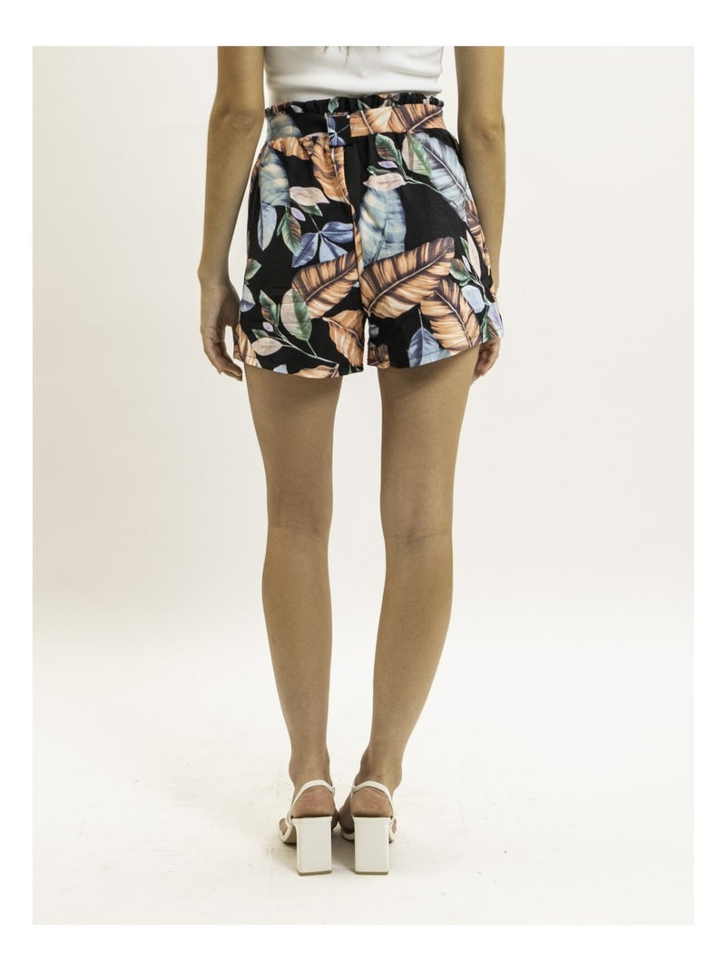 Short motifs avec ceinture nouée XULLIA Noir - Kiabi