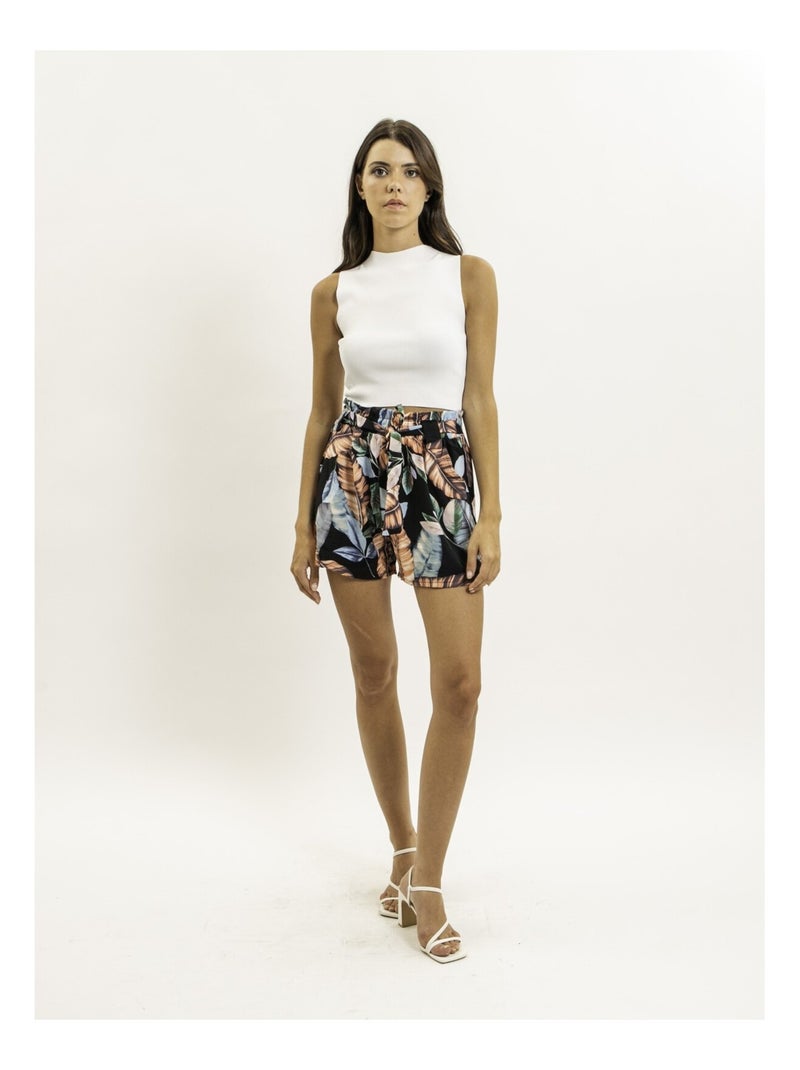 Short motifs avec ceinture nouée XULLIA Noir - Kiabi