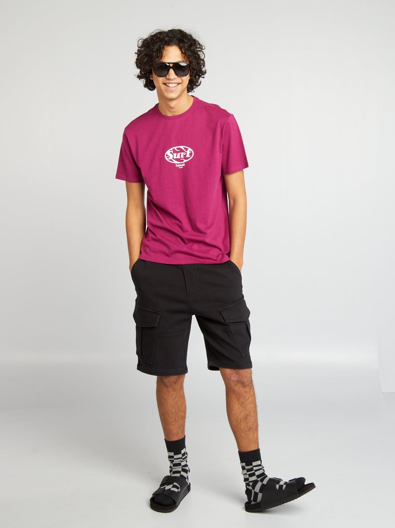 Short multipoches à taille élastiquée noir - Kiabi