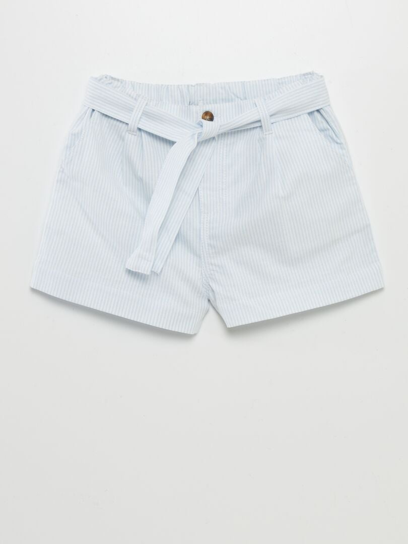 Short oxford avec ceinture à nouer Bleu - Kiabi