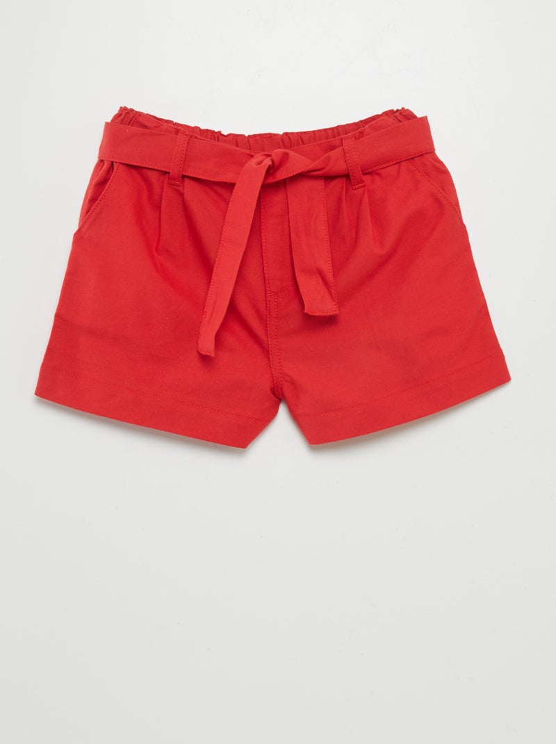 Short oxford avec ceinture à nouer Rouge - Kiabi