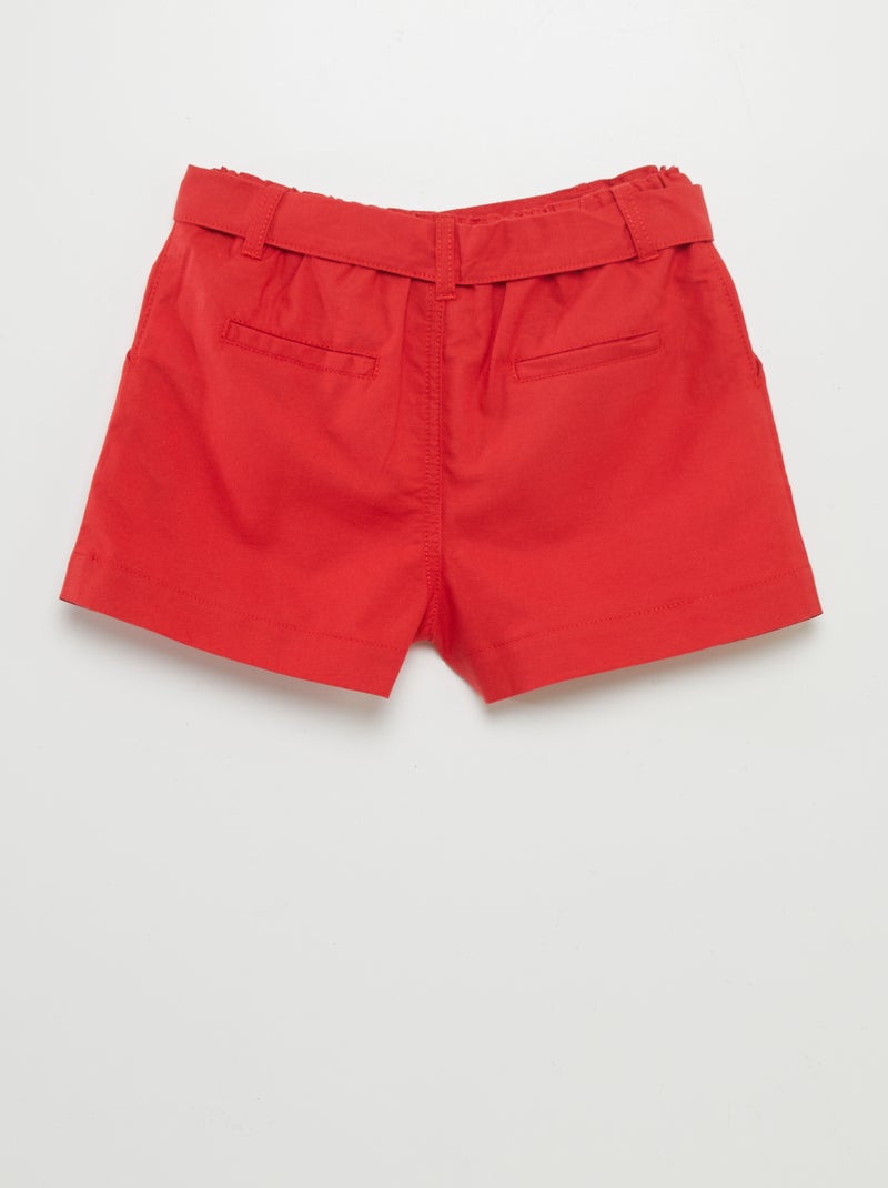 Short oxford avec ceinture à nouer Rouge - Kiabi