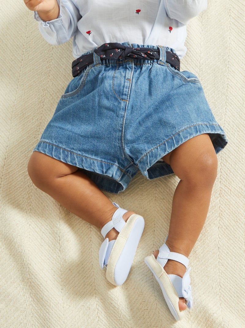 Short paper bag + ceinture Bleu - Kiabi