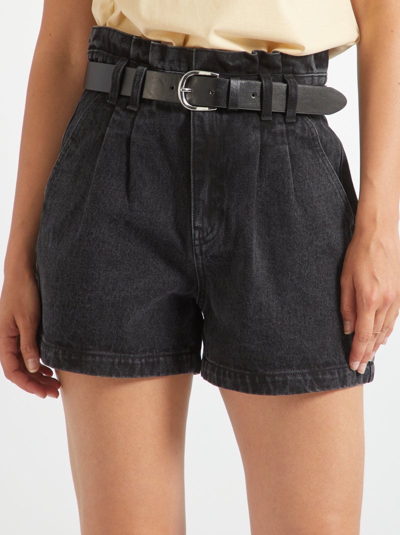 Short paper bag en denim Noir Kiabi