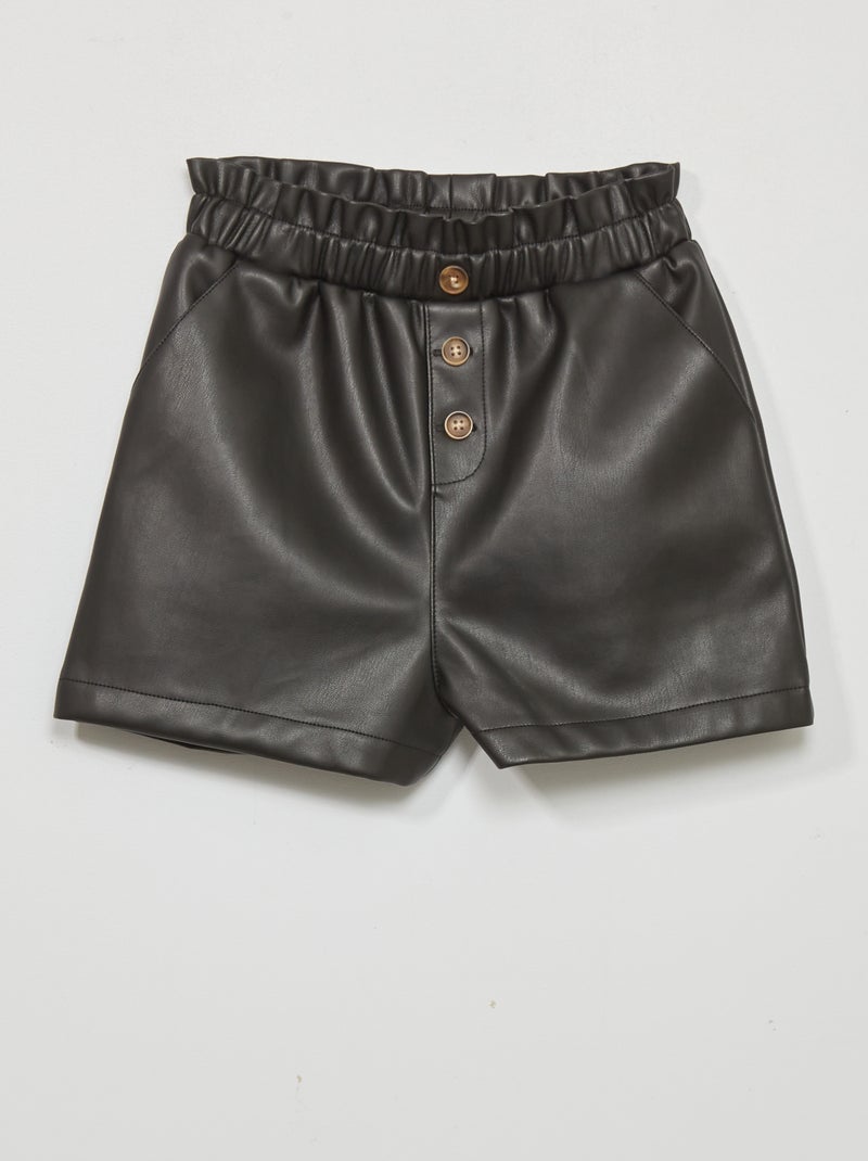 Short paper bag en simili noir - Kiabi