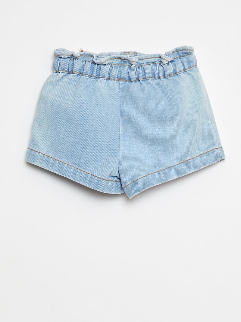 Short paperbag avec broderies et liens à nouer à la taille Bleu - Kiabi