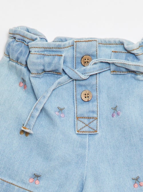 Short paperbag avec broderies et liens à nouer à la taille - Kiabi