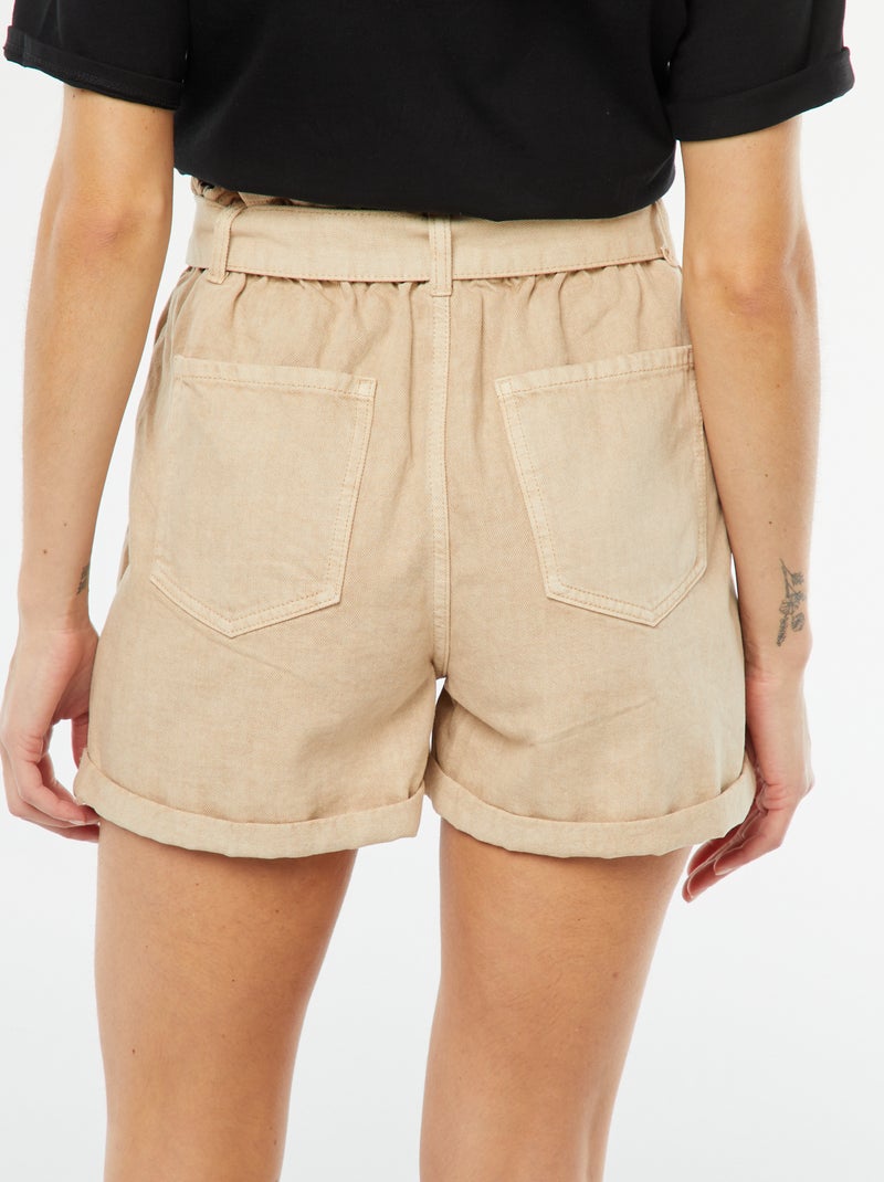 Short Paperbag avec ceinture Beige - Kiabi